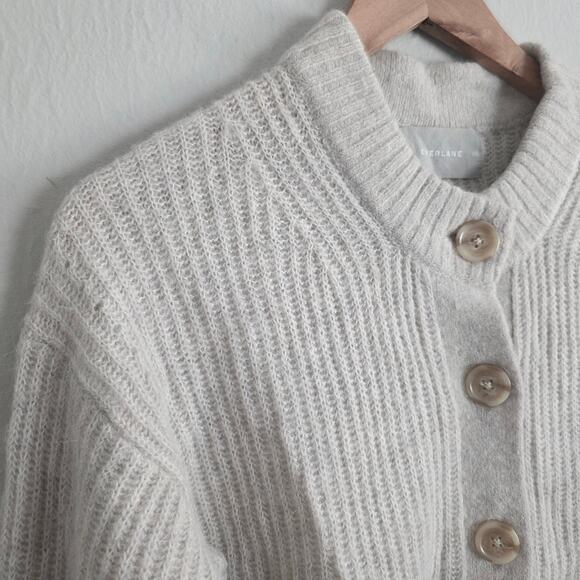 Everlane Alpaca Wool Blend Cropped Cardigan Sweater Cream Ivory XS Cozy - Picture 3 of 11